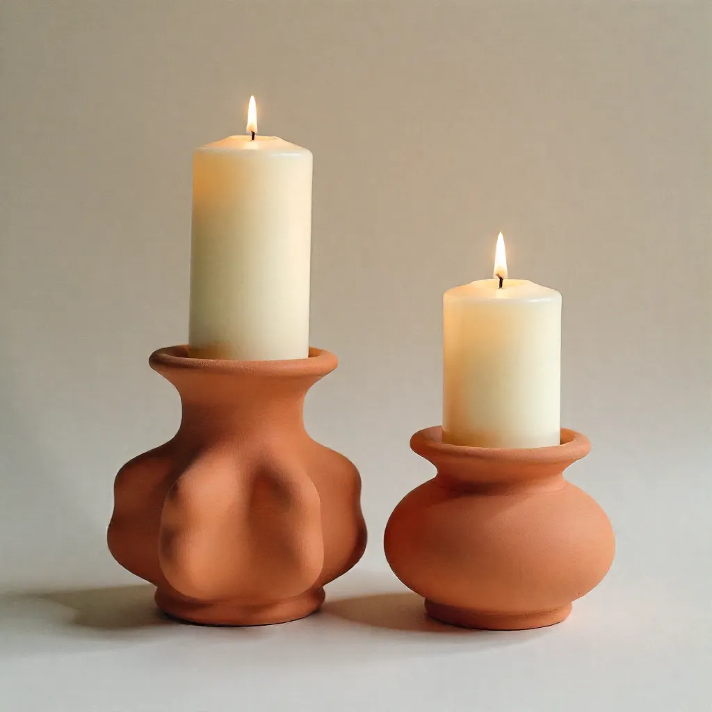 Decorative ceramic candleholders for ambient lighting