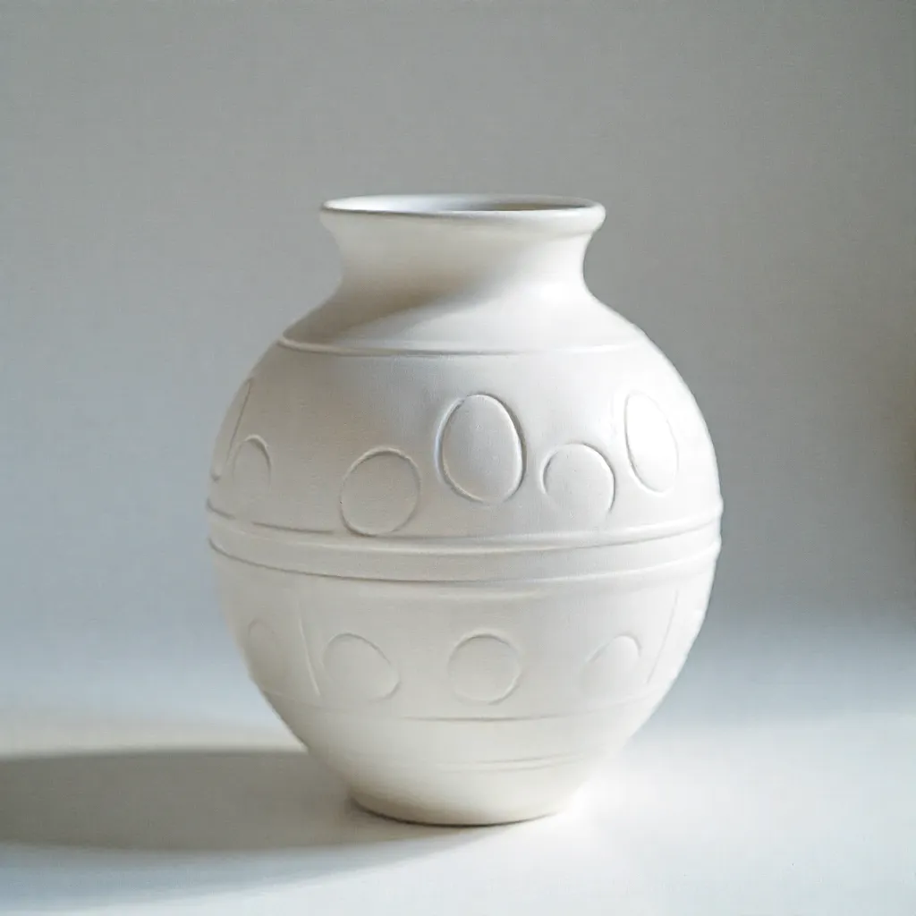 Elegant ceramic vases displayed on modern shelf