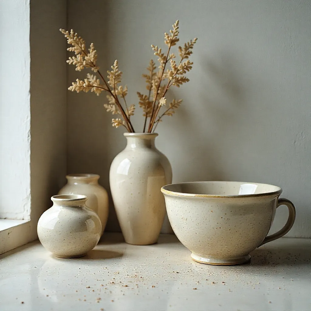Modern decorative ceramics arranged in contemporary setting